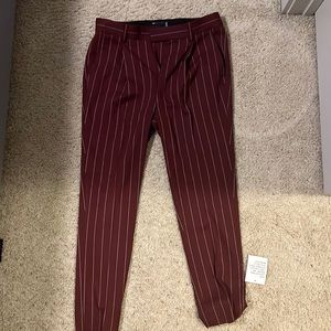 Never worn W 31/L 32 r burgundy tapered pants with stripes